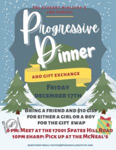 PBC Student Ministry Progressive Dinner